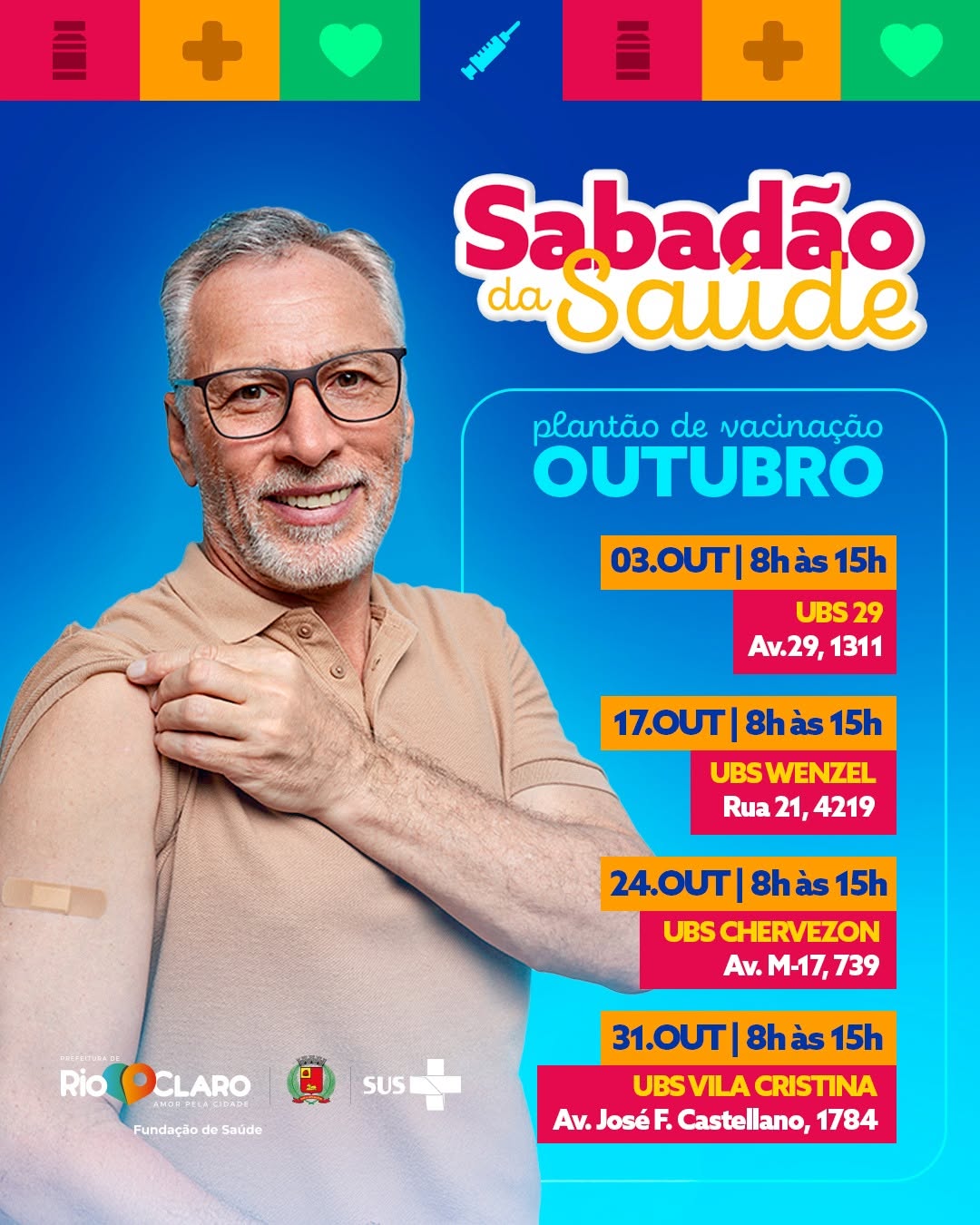 Sabadão da Saúde - Plantão de Vacinação Outubro