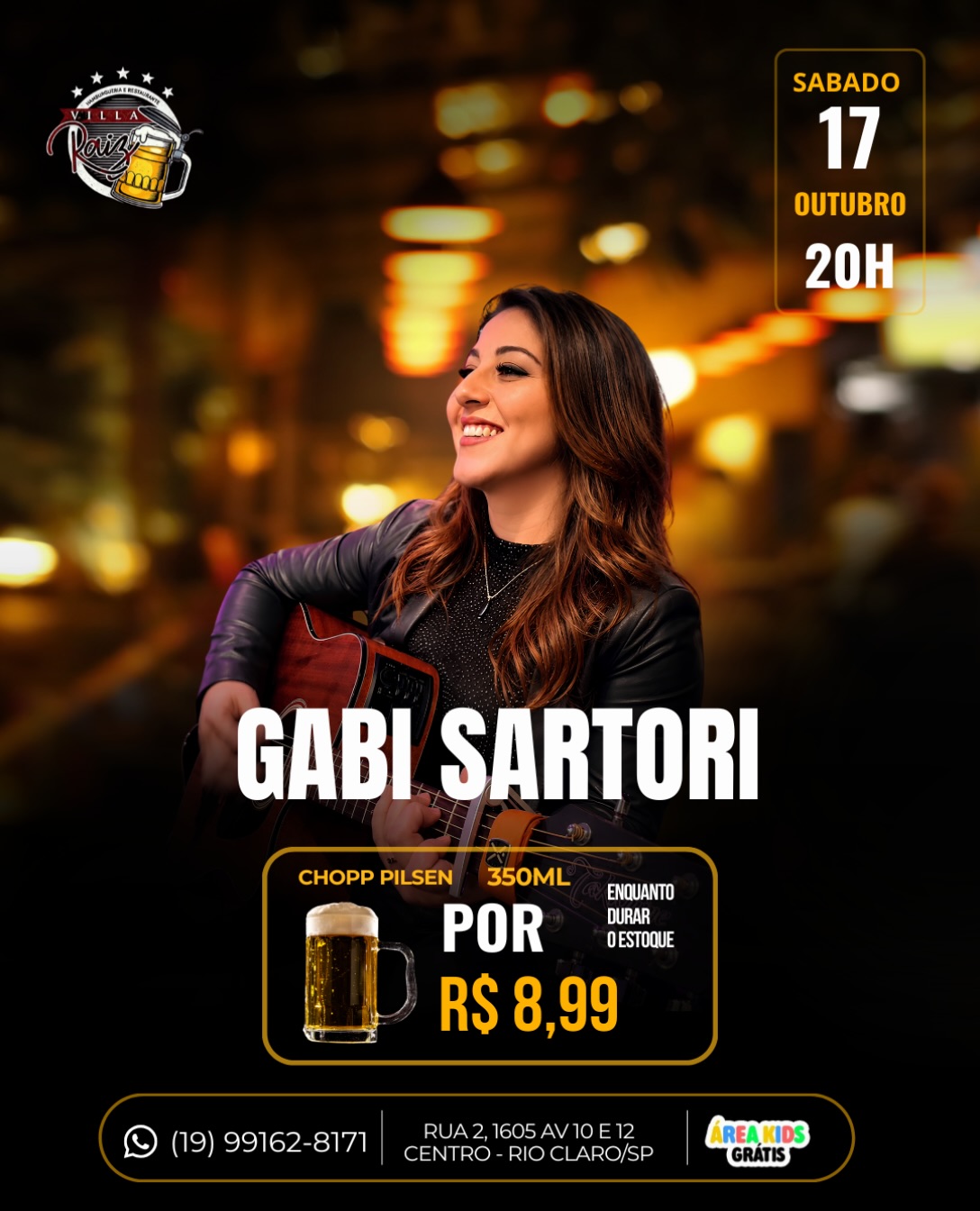 Gabi Sartori ao vivo no Villa Raiz